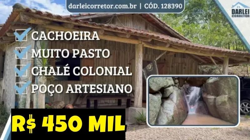 [128390] CHÁCARA EM PEDRAS GRANDES SC 1HA CHALÉ COLONIAL 4 DORM POÇO ...
